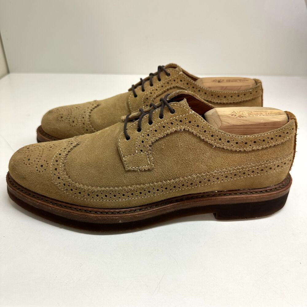VERY GOOD Rancourt & Co. Chandler Longwing Wingtip Tan Suede Made in USA Men's 8